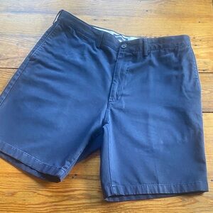 Lands’ End Men’s no iron 9” comfort waist plain front chino short, navy, size 36